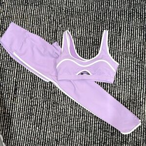 Beach riot set- sold together - lavender Activewear Set with White Trim
